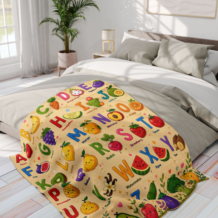 Colorful ABC Nursery Blanket, Preschool Educational Gift for Toddlers