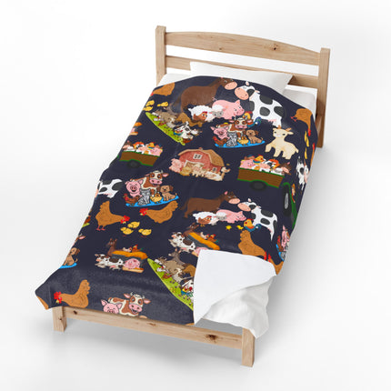 Cute Barnyard Animal Pattern Blanket for Kids