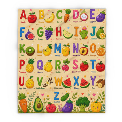 Colorful ABC Nursery Blanket, Preschool Educational Gift for Toddlers