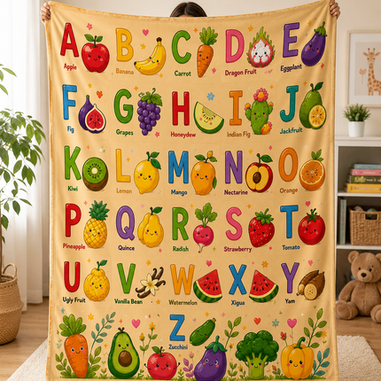 Colorful ABC Nursery Blanket, Preschool Educational Gift for Toddlers