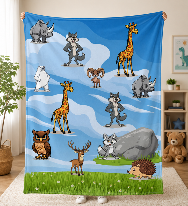 Kids Blanket — Cute Animals Cozy Throw