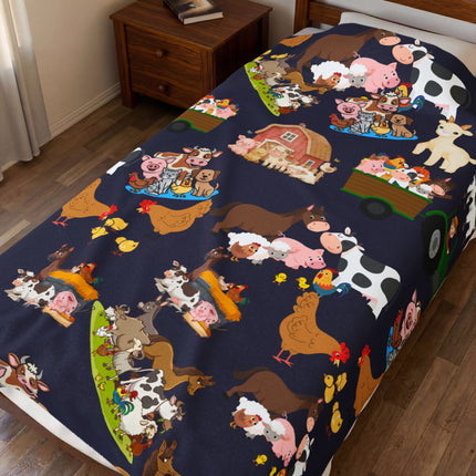 Cute Barnyard Animal Pattern Blanket for Kids