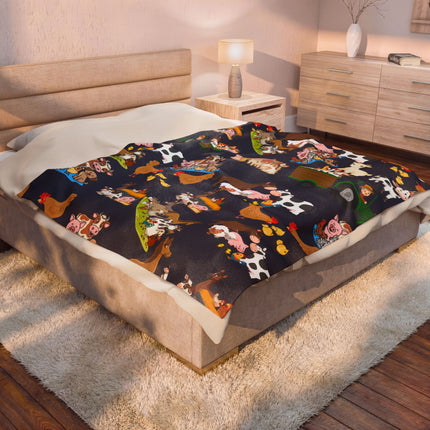 Cute Barnyard Animal Pattern Blanket for Kids