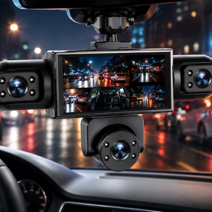 Rotatable Five Lens Vehicle Security Camera System with Night Vision, G-Sensor and Mobile App Connectivity