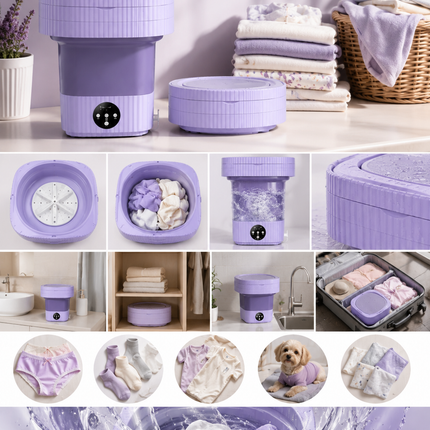 Portable Foldable Mini Washing Machine for Underwear, Socks, Baby Clothes and Travel Laundry Cleaning